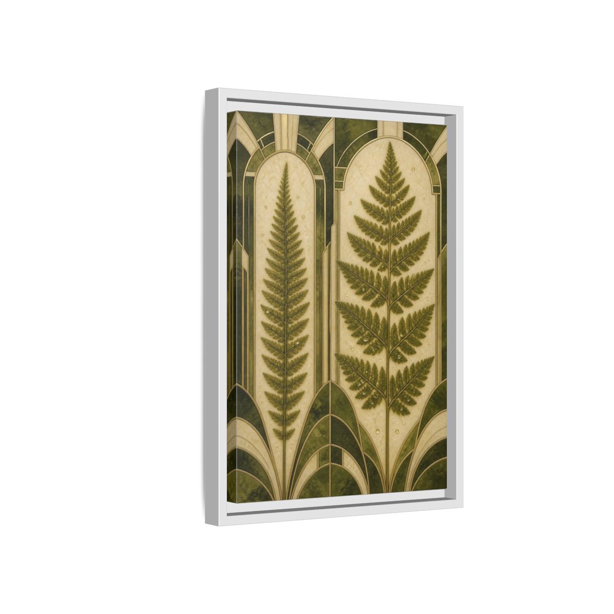 Side Mockup 4. Botanical Fern Frond shown as framed canvas print