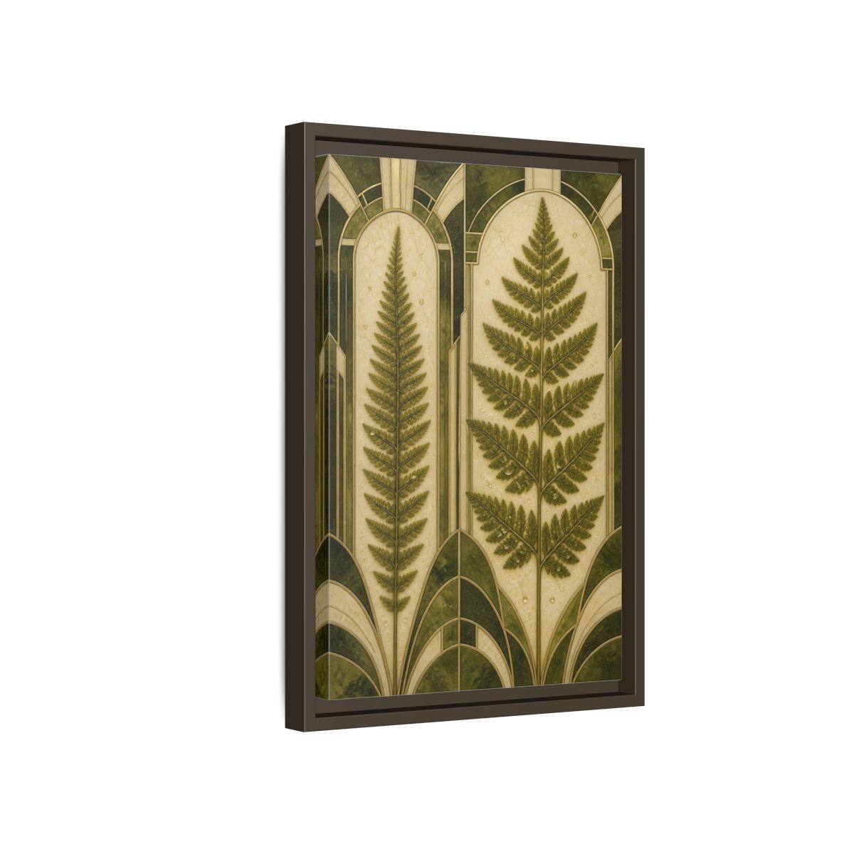 Side Mockup 5. Botanical Fern Frond shown as framed canvas print