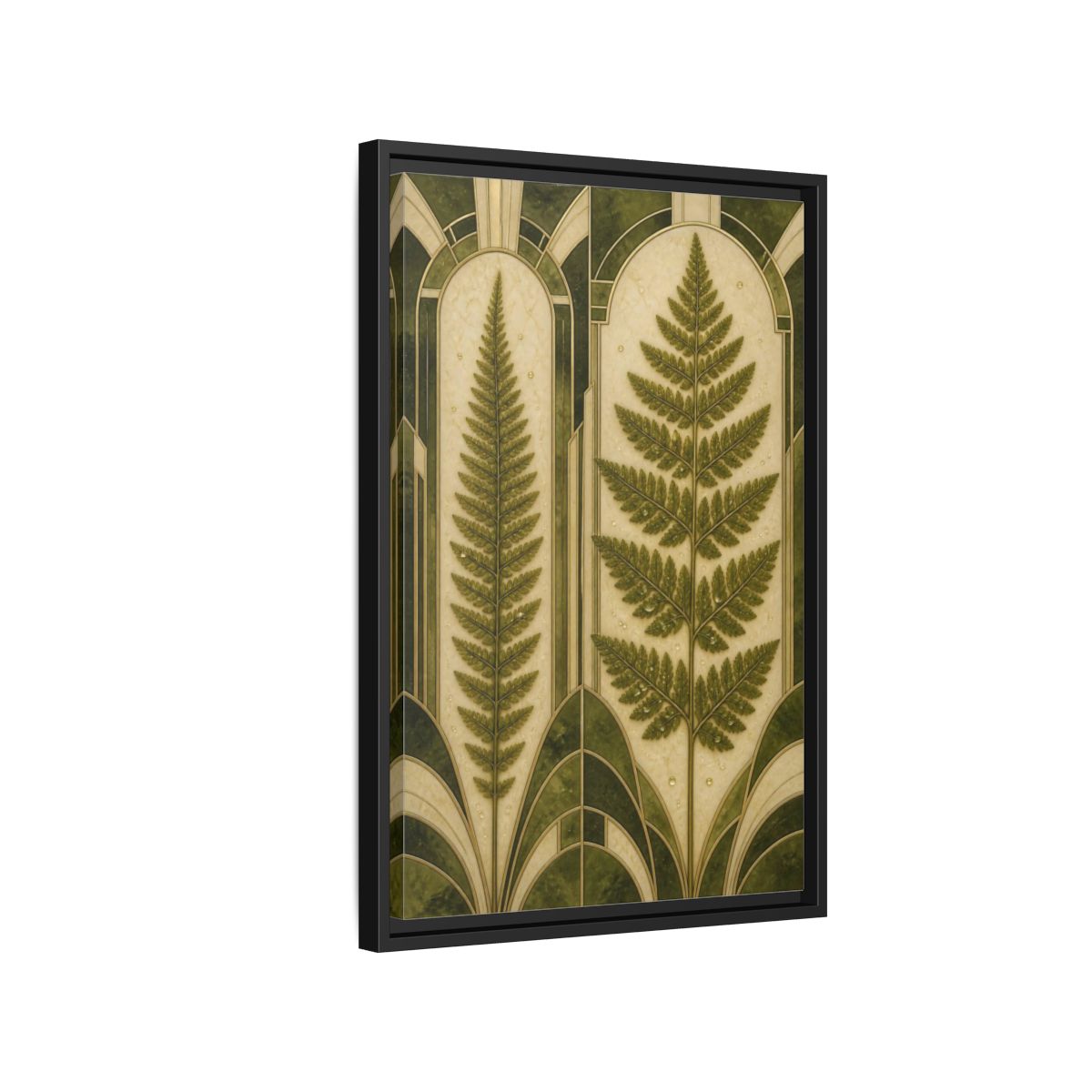 Side Mockup 3. Botanical Fern Frond shown as framed canvas print
