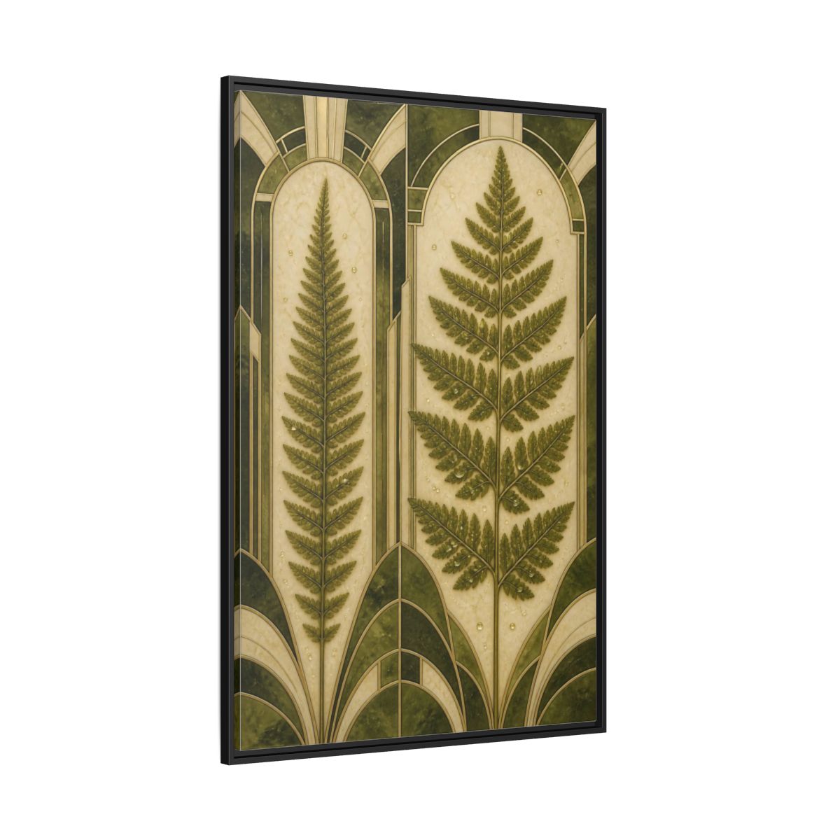 Side Mockup 12. Botanical Fern Frond shown as framed canvas print