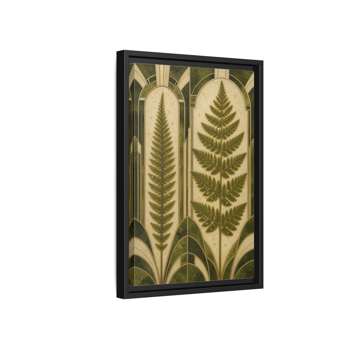 Side Mockup 6. Botanical Fern Frond shown as framed canvas print