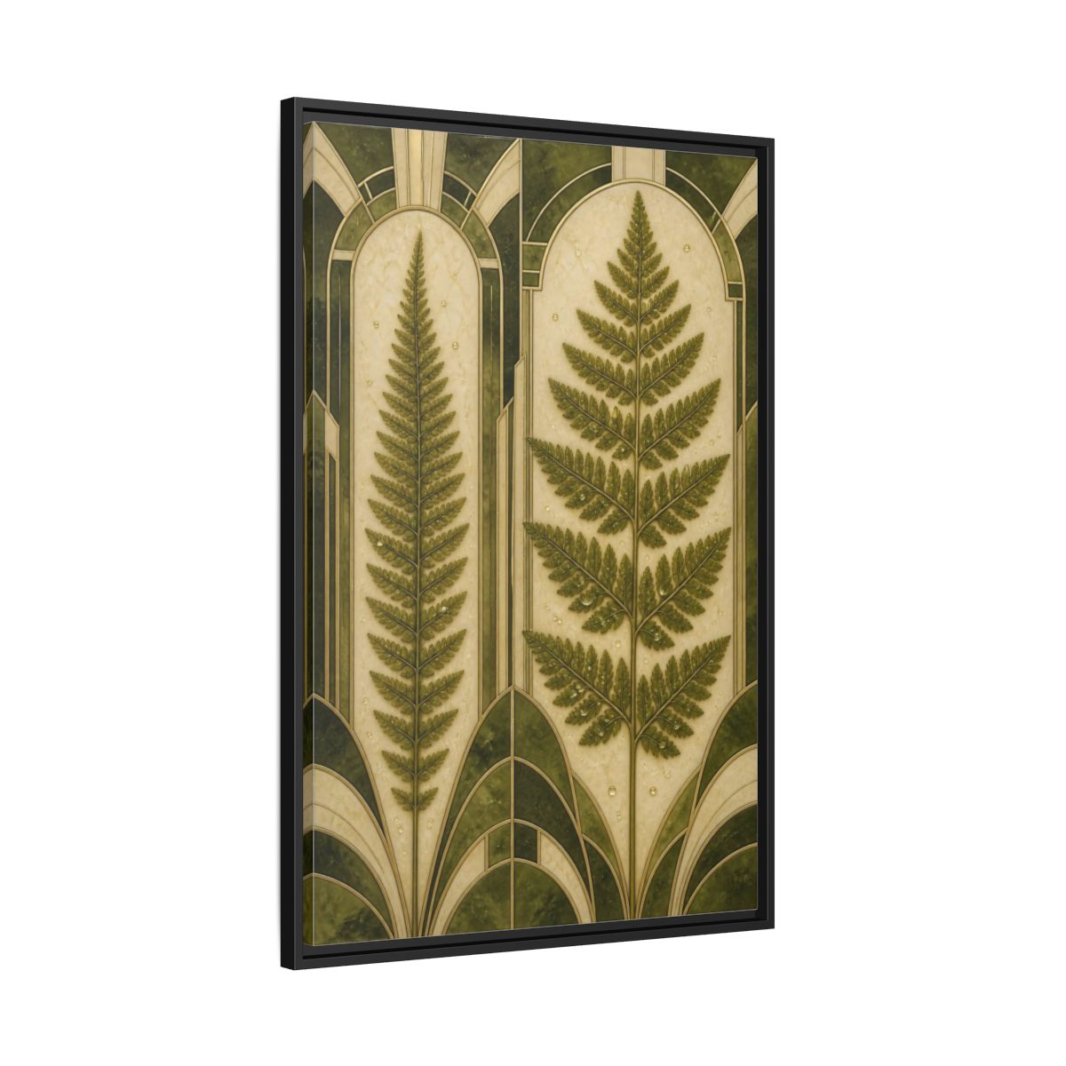 Side Mockup 13. Botanical Fern Frond shown as framed canvas print