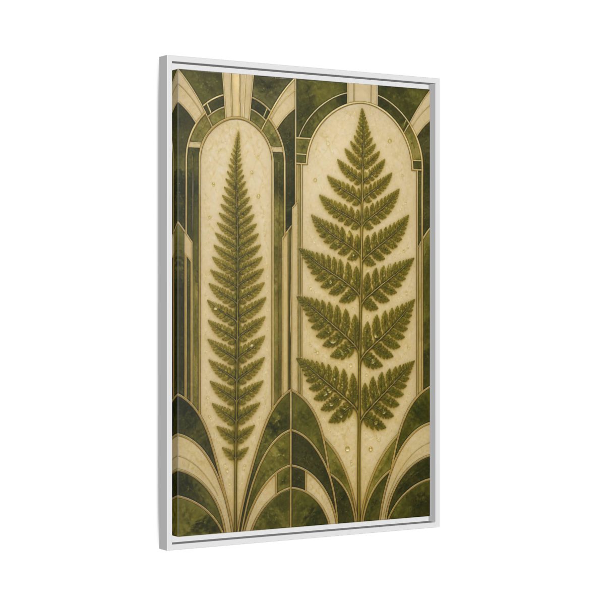Side Mockup 9. Botanical Fern Frond shown as framed canvas print