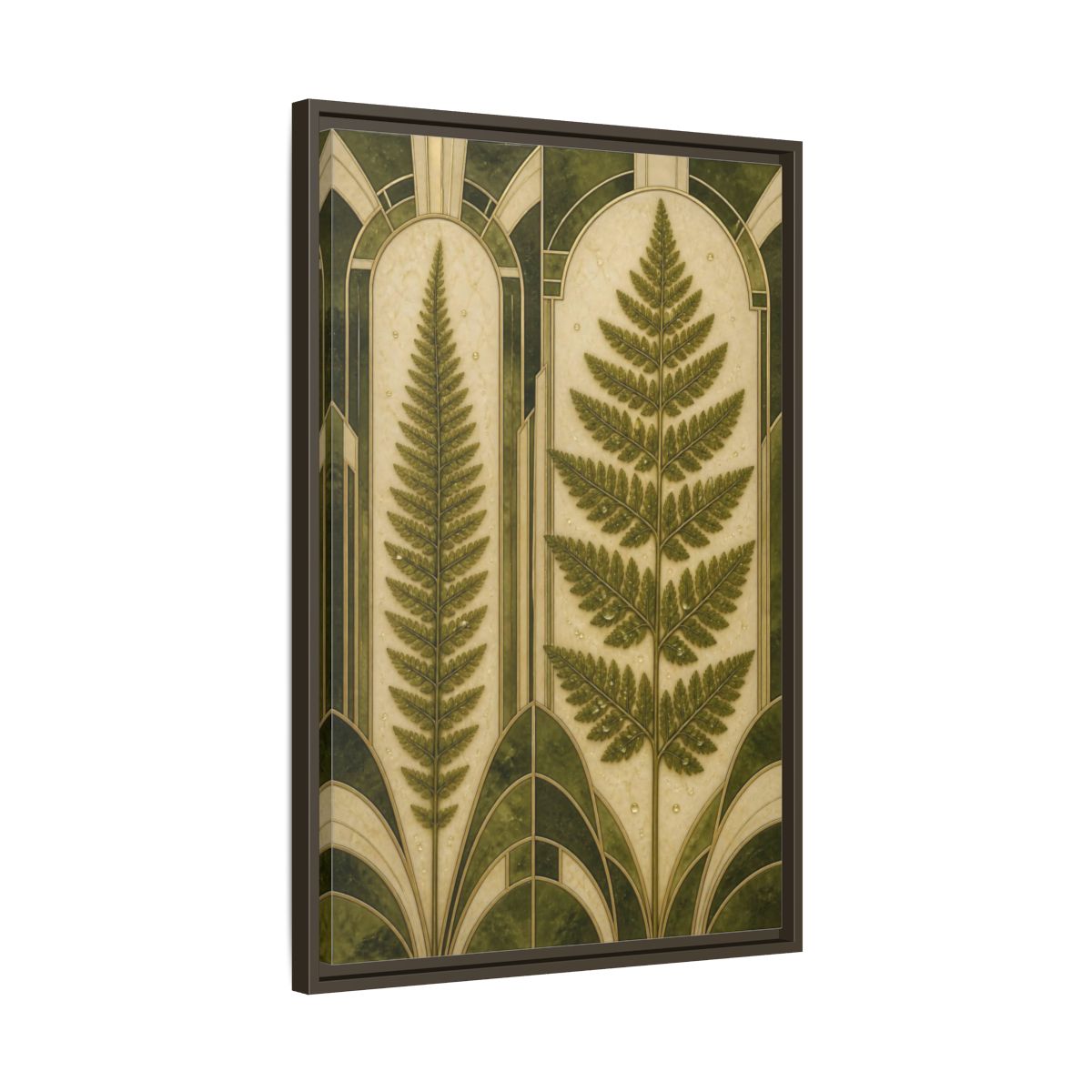 Side Mockup 11. Botanical Fern Frond shown as framed canvas print