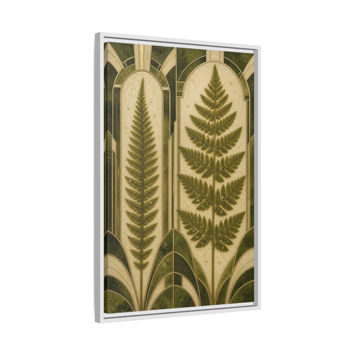 Side Mockup 10. Botanical Fern Frond shown as framed canvas print