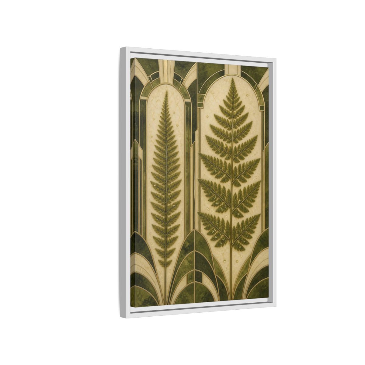 Side Mockup 1. Botanical Fern Frond shown as framed canvas print