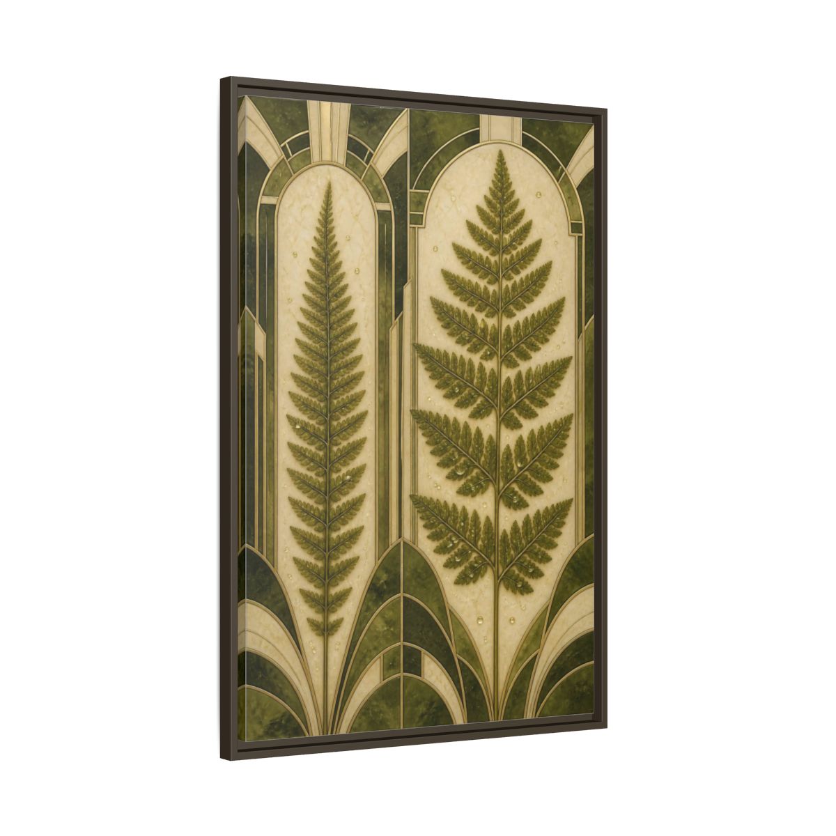 Main Mockup. Botanical Fern Frond shown as framed canvas print