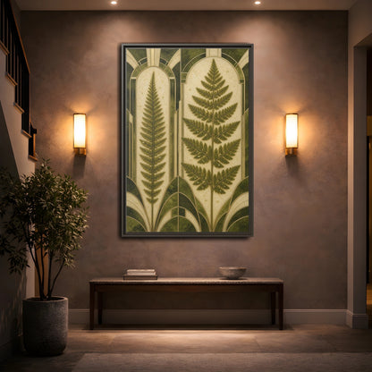 Mockup 2. Botanical Fern Frond shown as framed canvas print