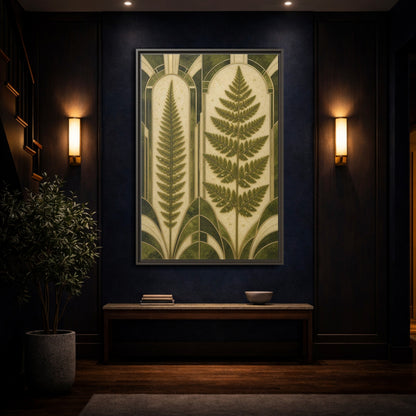 Mockup 4. Botanical Fern Frond shown as framed canvas print