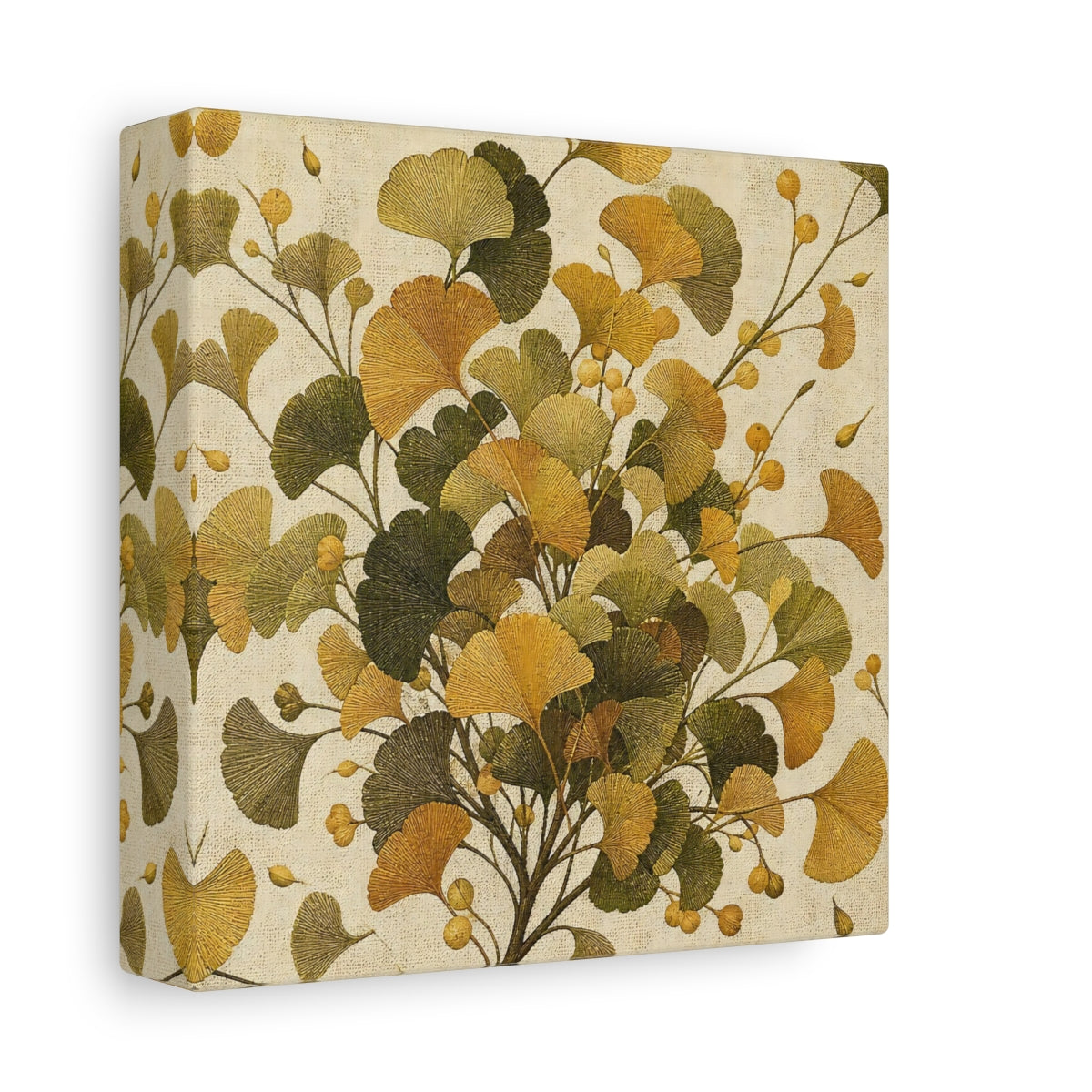 Side Mockup 2. Botanical Ginkgo Spray shown as canvas print
