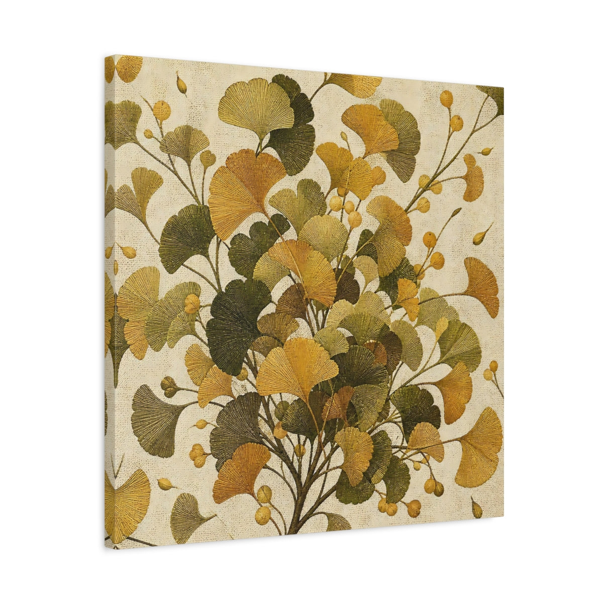 Side Mockup 4. Botanical Ginkgo Spray shown as canvas print