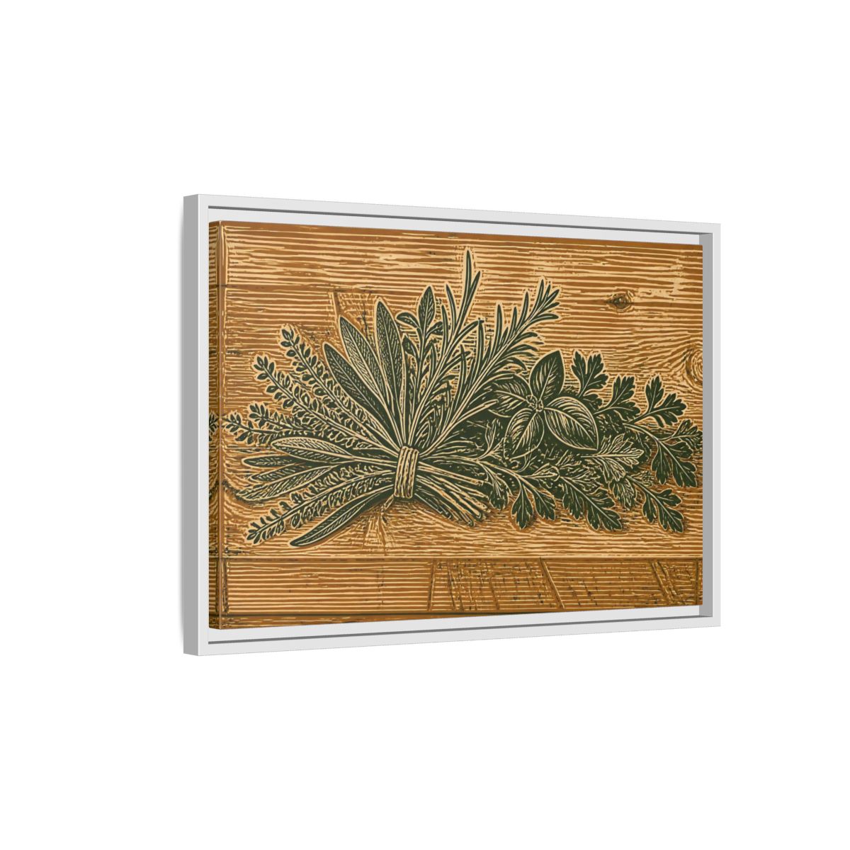 Side Mockup 1. Botanical Herb Bundle shown as framed canvas print