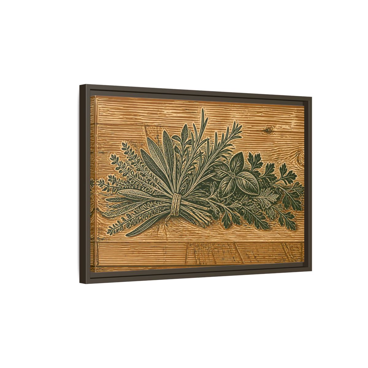 Side Mockup 2. Botanical Herb Bundle shown as framed canvas print