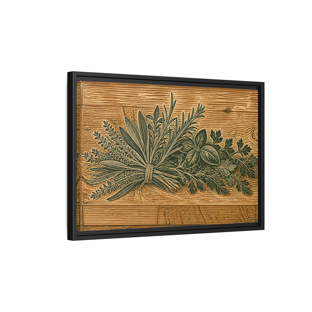 Side Mockup 3. Botanical Herb Bundle shown as framed canvas print