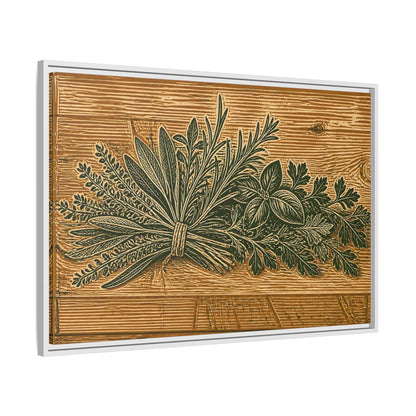 Side Mockup 9. Botanical Herb Bundle shown as framed canvas print