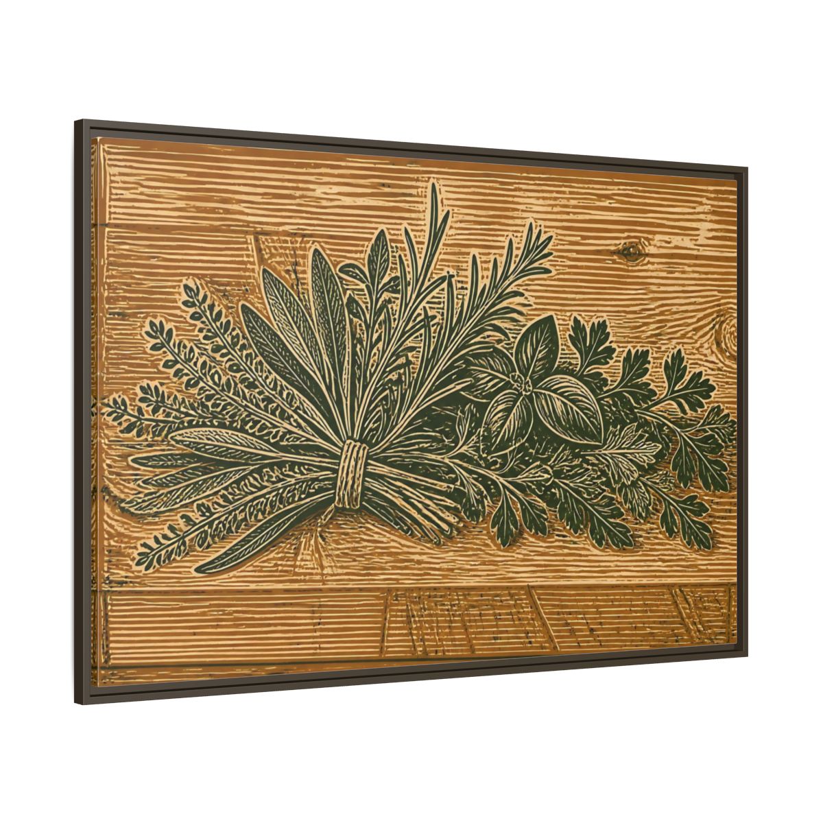 Side Mockup 8. Botanical Herb Bundle shown as framed canvas print