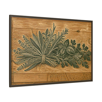 Side Mockup 8. Botanical Herb Bundle shown as framed canvas print