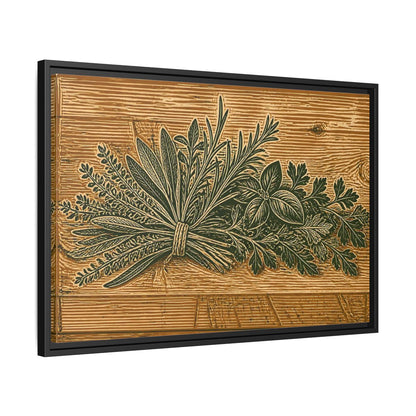 Side Mockup 14. Botanical Herb Bundle shown as framed canvas print