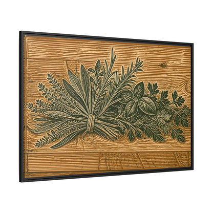 Side Mockup 12. Botanical Herb Bundle shown as framed canvas print