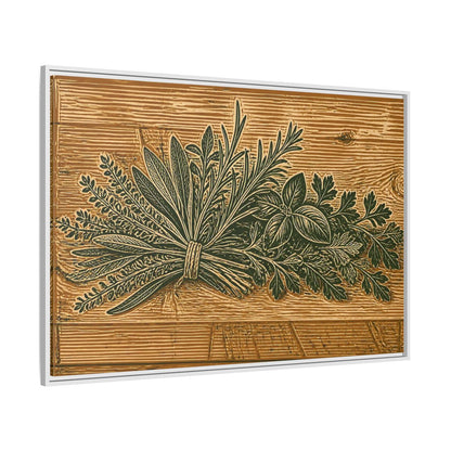 Side Mockup 7. Botanical Herb Bundle shown as framed canvas print