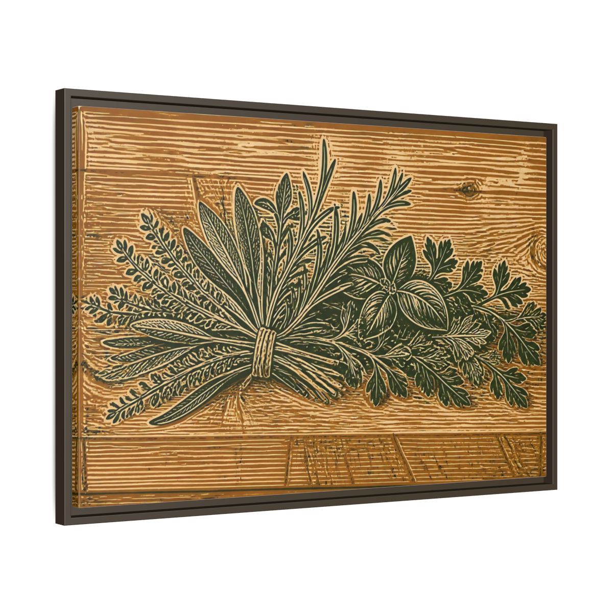 Main Mockup. Botanical Herb Bundle shown as framed canvas print