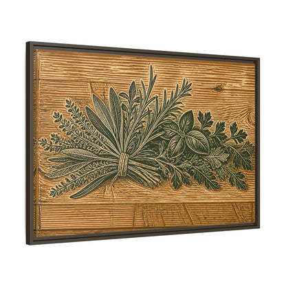 Main Mockup. Botanical Herb Bundle shown as framed canvas print