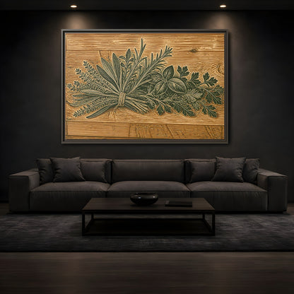 Mockup 3. Botanical Herb Bundle shown as framed canvas print