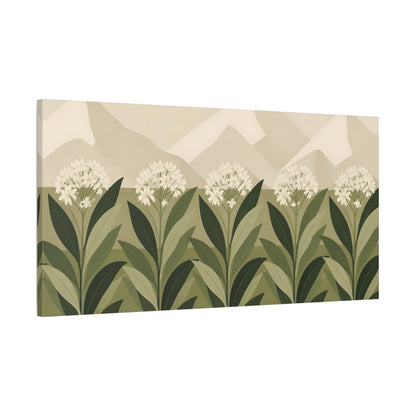 Main Mockup. Botanical Ivory Flower Row shown as canvas print