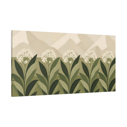 Side Mockup 2. Botanical Ivory Flower Row shown as canvas print