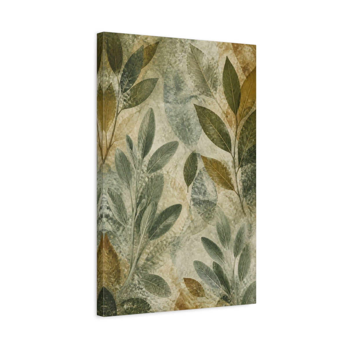 Side Mockup 3. Botanical Leaf Study shown as canvas print