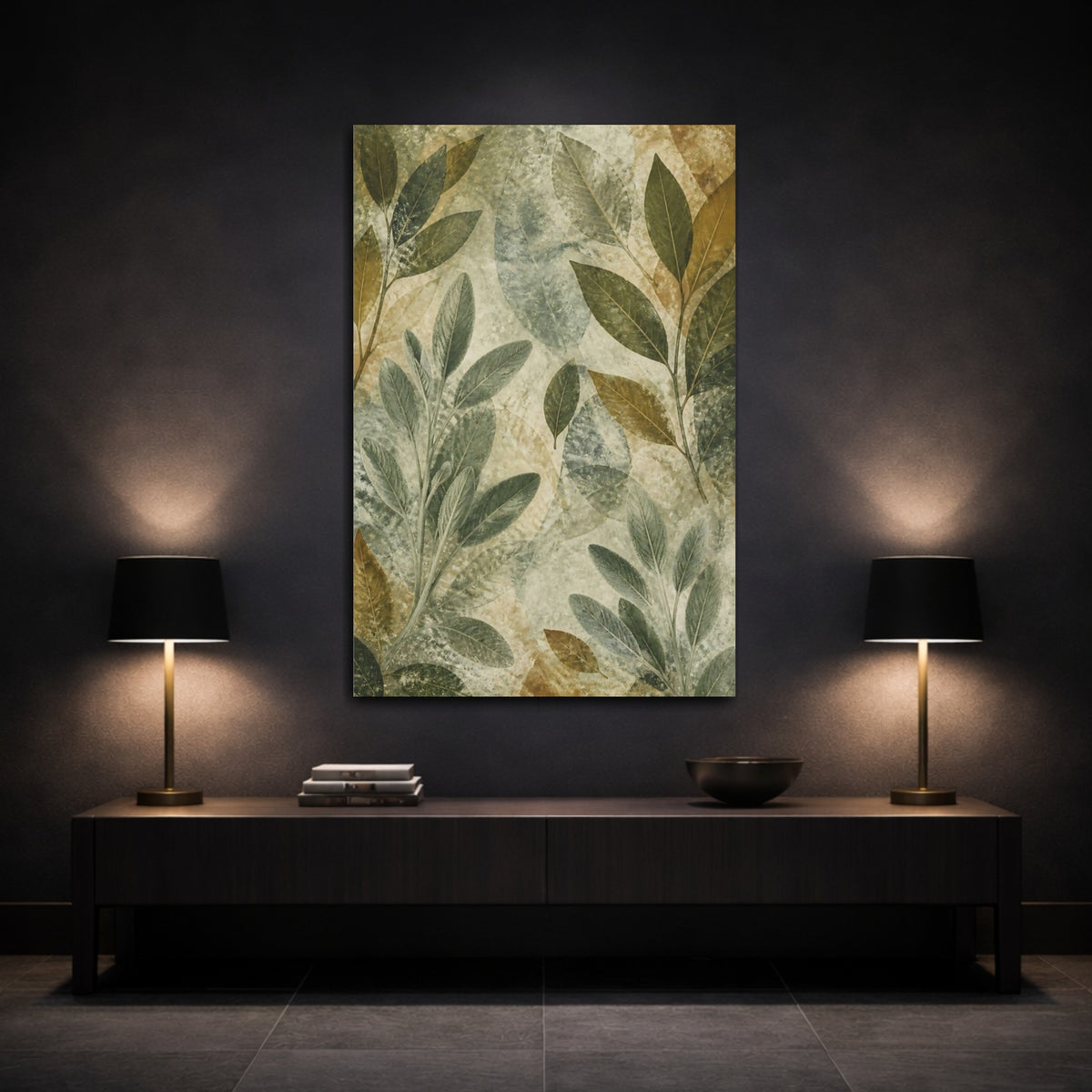 Mockup 3. Botanical Leaf Study shown as canvas print
