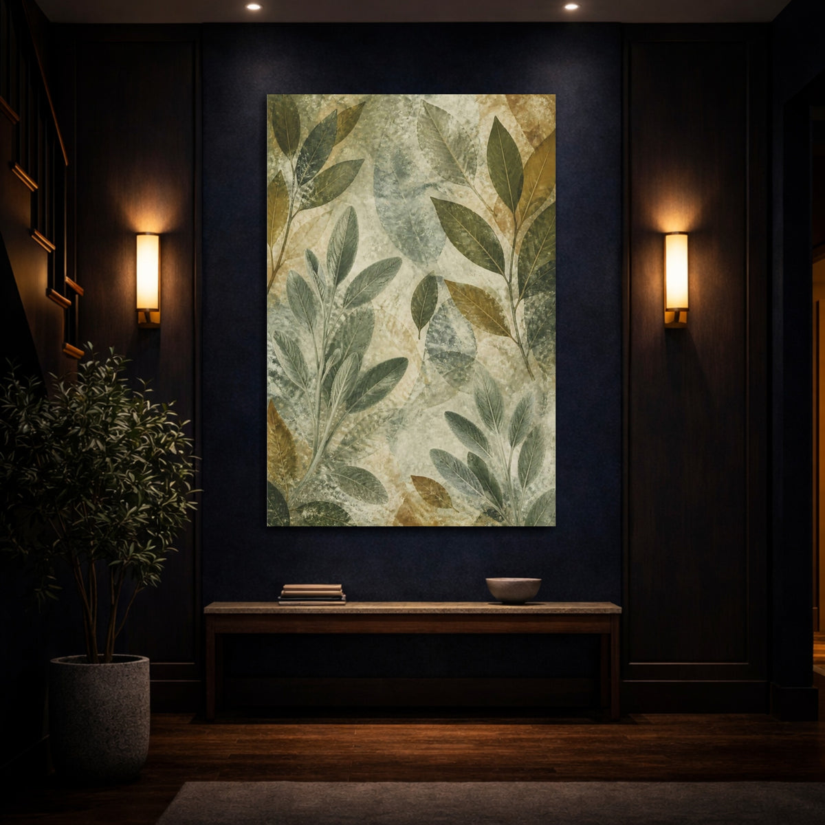 Mockup 4. Botanical Leaf Study shown as canvas print