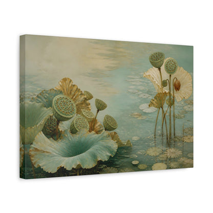 Side Mockup 4. Botanical Lotus Seedpods shown as canvas print