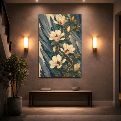 Mockup 2. Botanical Magnolia Branch shown as canvas print
