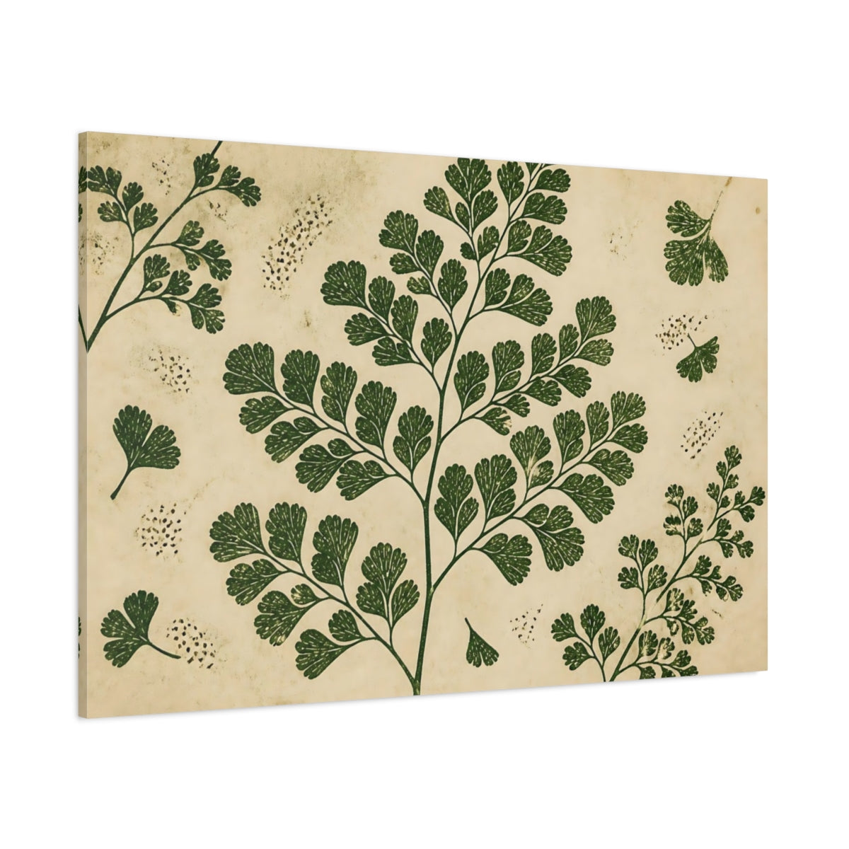 Side Mockup 1. Botanical Maidenhair Fern shown as canvas print