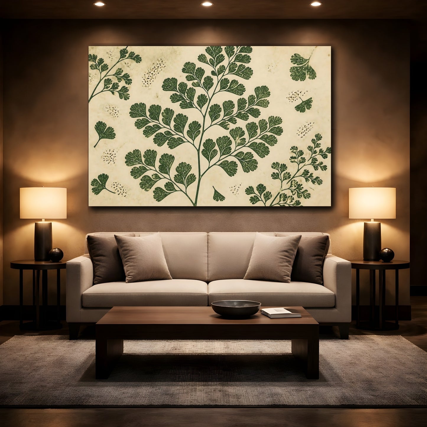 Mockup 2. Botanical Maidenhair Fern shown as canvas print