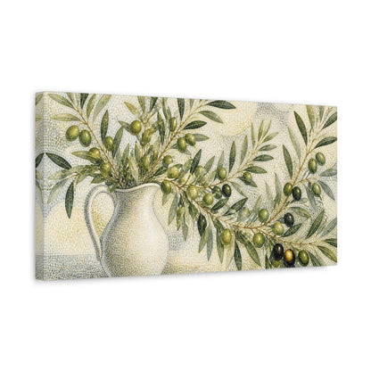 Side Mockup 3. Botanical Olive Branch shown as canvas print