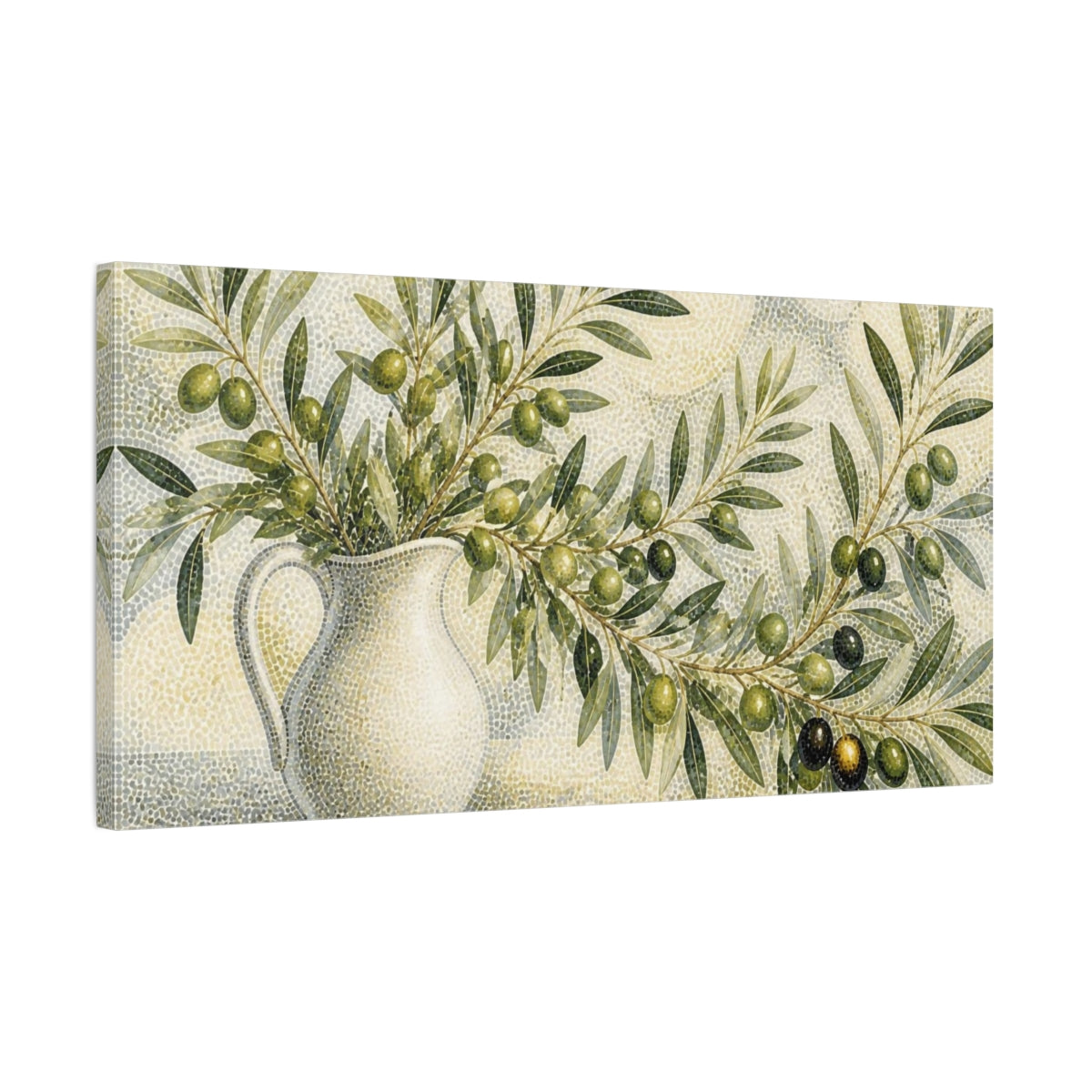 Side Mockup 1. Botanical Olive Branch shown as canvas print