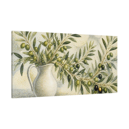 Side Mockup 2. Botanical Olive Branch shown as canvas print