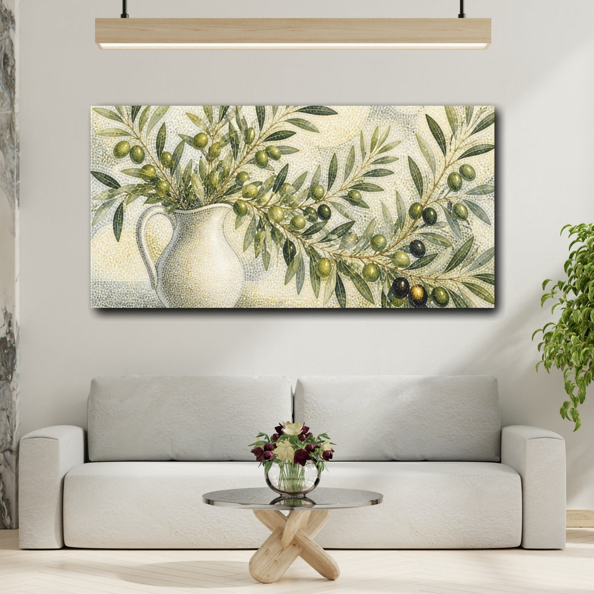 Mockup 2. Botanical Olive Branch shown as canvas print