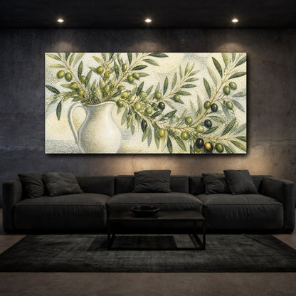 Mockup 3. Botanical Olive Branch shown as canvas print