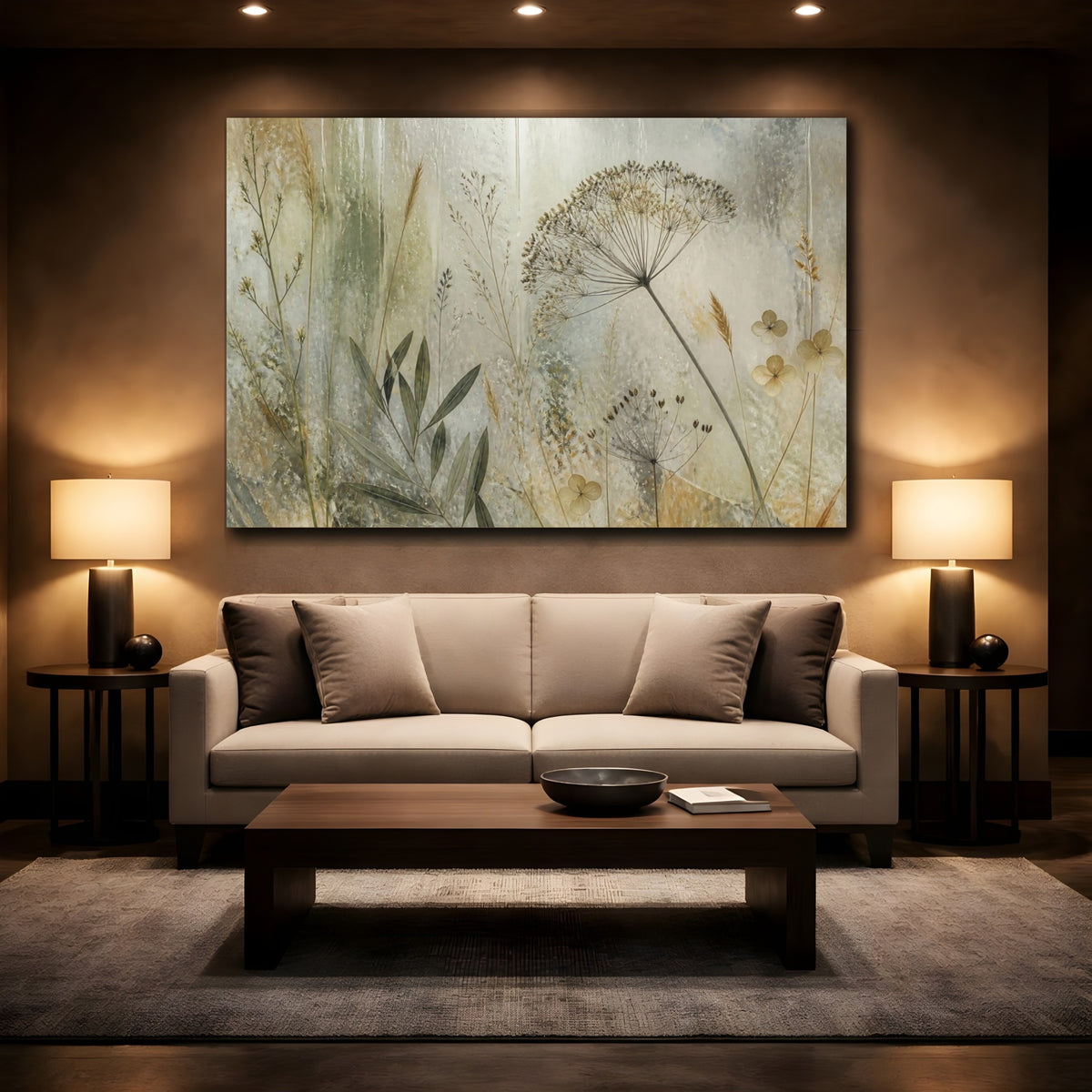 Mockup 2. Botanical Seedhead Study shown as canvas print