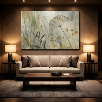 Mockup 2. Botanical Seedhead Study shown as canvas print
