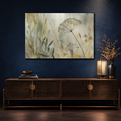 Mockup 4. Botanical Seedhead Study shown as canvas print