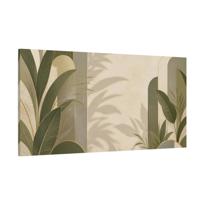 Side Mockup 2. Botanical Tropical Leaves shown as canvas print