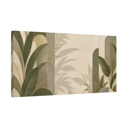 Side Mockup 1. Botanical Tropical Leaves shown as canvas print