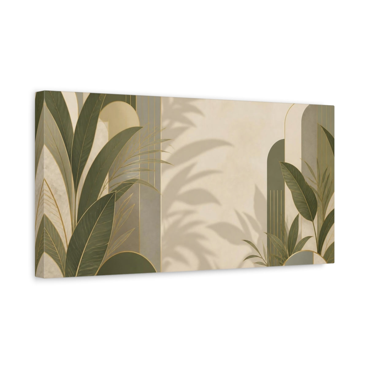 Side Mockup 3. Botanical Tropical Leaves shown as canvas print