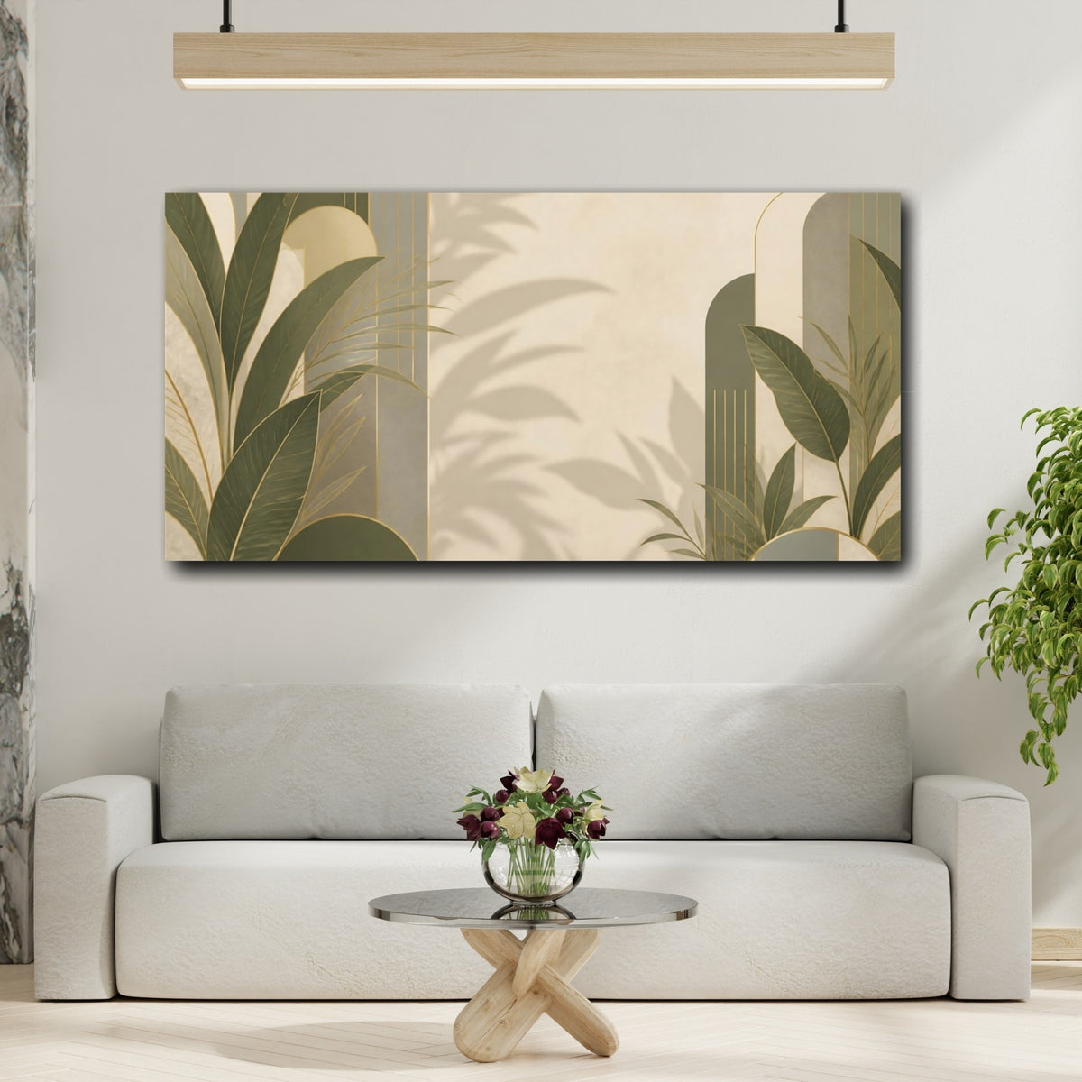 Mockup 2. Botanical Tropical Leaves shown as canvas print