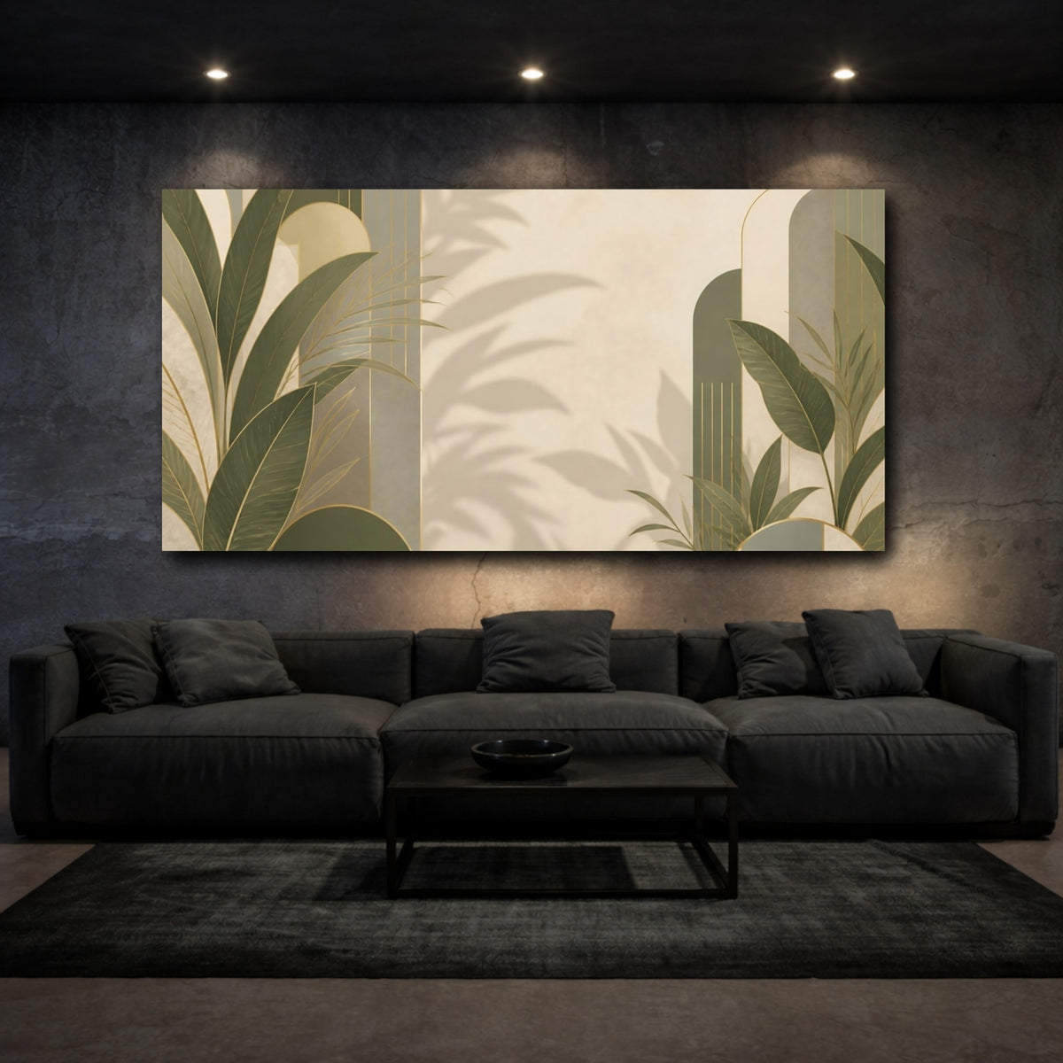 Mockup 3. Botanical Tropical Leaves shown as canvas print