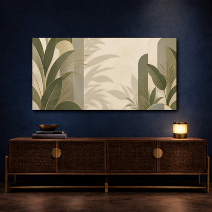 Mockup 4. Botanical Tropical Leaves shown as canvas print